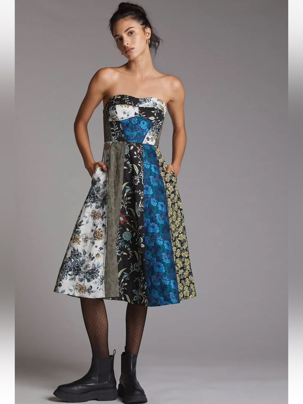 New Anthropologie Floral Strapless Sweetheart Midi Dress Sz 10 $260